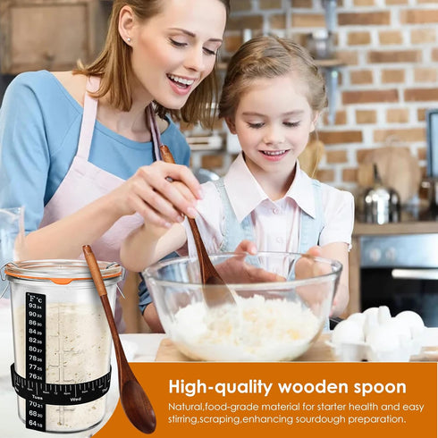 27oz TOKPELA Sourdough Starter Jar Glass, Wide Mouth Sourdough Starter Jars, Sourdough Starter Kit with Wooden Spoon
