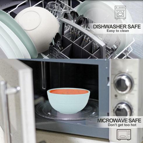 Set of 6 Unbreakable Cereal Bowls, 25 OZ Wheat Straw, Microwave and Dishwasher Safe, Eco-Friendly Beige Bowls