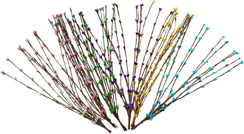 60 Pcs Easter Garland Parts Artificial Floral Picks Berry Stems Spring Pip Berry Sprays Pastel Picks Stems for Easter