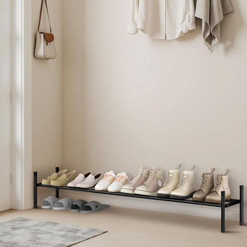 6 Closet, 1 STORAGE MANIAC Long Expandable Shoe Rack, Pairs Metal Wide Stackable Shoe Rack, Adjustable Shoes Shelf