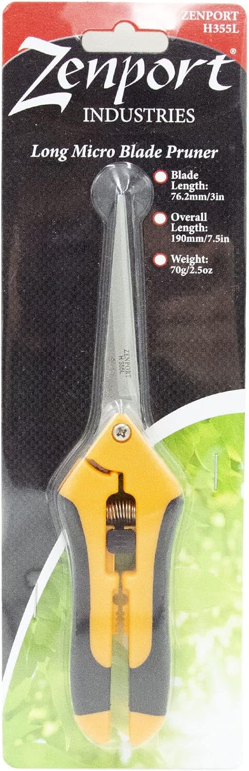 Zenport H355L Hydroponic Long Microblade Pruner, Stainless Steel Blade for Precision Cutting