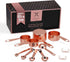 Copper Measuring Cups and Spoons - Stainless Steel 9 Pieces with 2 Rings
