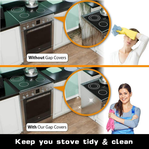 Silicone Stove Gap Covers (2 Pack) - Heat Resistant Counter Guard Seal for Gap Between Oven Kitchen Cabinet and Stove
