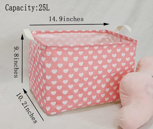 Women's Day Storage Basket, Pink Collapsible Laundry Organizer Bin for Home/Dorm/Kitchen/Pet/Office Decor