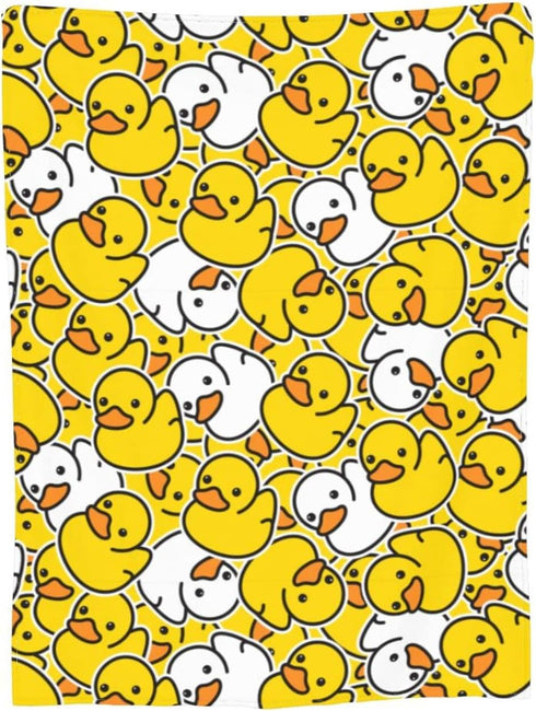 Perinsto 80"X60" Cute Rubber Ducks Throw Blanket Ultra Soft Warm All Season Cartoon Duckies Decorative Fleece Blankets