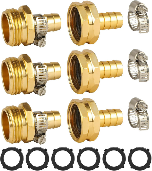 BILAL 3 Set Garden Hose Repair Connector Kit with Clamps, Fit for 1/2"