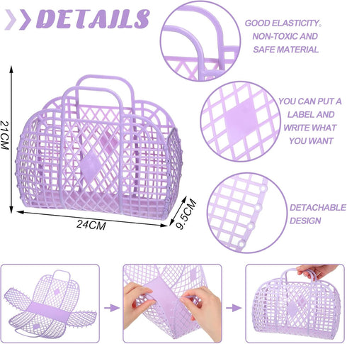 Hsei 16-Piece Girls' Jelly Beach Tote Bags for Easter - Reusable Plastic Gift Baskets