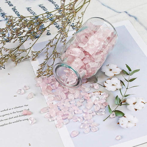 JOHOUSE Rose Quartz Crystals, 1lb Pink Crushed Rose Quartz Chips, Bulk Tumbled Stones for Aquarium, DIY Crafts & Indoor