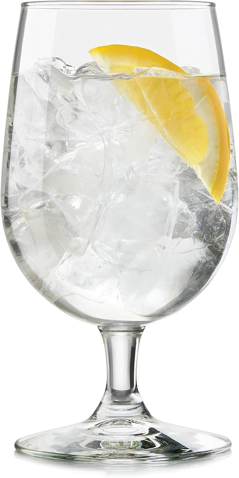 Libbey Stemmed Water Glasses Set of 6, Clear Multi-Purpose Goblet Glasses, Dishwasher Safe 16 oz for Parties