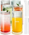 KEMORELA Ribbed Glassware Set of, Origami Style 16 Oz XL Drinking Glasses