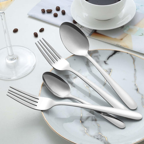 Pleafind 36-Pcs Dinner Spoons Set, 7.4 Inch Stainless Steel Silverware, Mirror Polished Spoons for Home & Kitchen