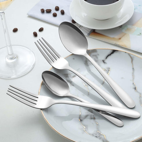 Pleafind 24-Pcs Silver Dinner Spoons Set, 7.4 Inch Stainless Steel Silverware for Home, Kitchen, Restaurant, Dishwasher