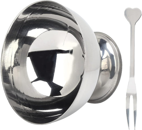 Pssopp Dessert Bowls with Forks, Stainless Steel Milkshake Cup, Medium Snack Dish for Ice Cream