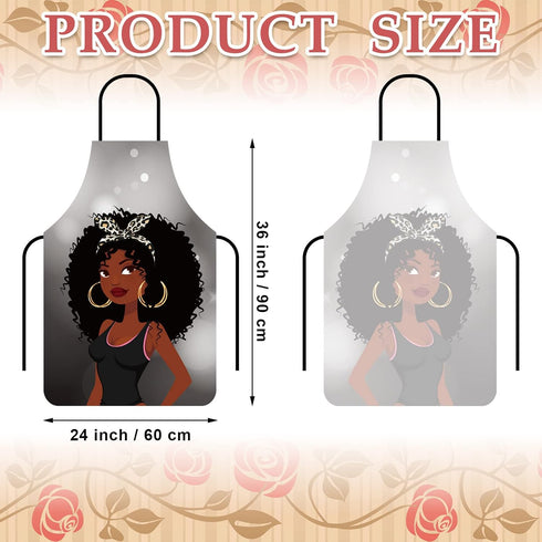 3 Pieces African American Women Aprons, Waterproof Adjustable Black Girl Art Bibs for Cooking, Baking