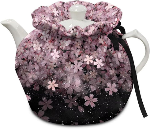 Pink Cherry Blossom Print Cotton Tea Cozy for Teapots, Insulated Kettle Cover for Home Kitchen Decor