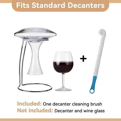 Lily's Home Wine Decanter Drying Stand with Rubber Coated Top, Includes Cleaning Brush for Standard Decanters