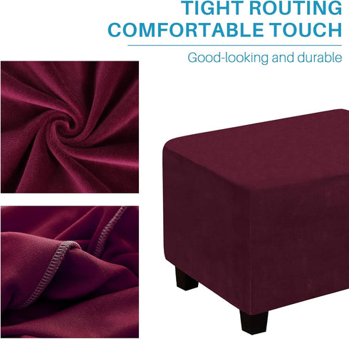 Ottoman Cover, Stretch Rectangle Velvet Ottoman Slipcovers of Foot Stool for Living Room, Folding Storage Furniture