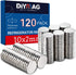 DIYMAG 120Pcs Premium Brushed Nickel Refrigerator Magnets 10x2mm, Small Round Cylinder Fridge Magnet