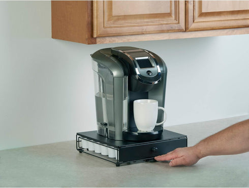 Nifty Rolling Coffee Pod Drawer, Black Finish, Compatible with K-Cups, 36 Pod Pack Holder, Slim Kitchen Organizer