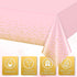 1 Pack 54x108" Pink and Gold Plastic Tablecloth for Parties, Pink Disposable Table Cloth for Rectangle Tables, Gold