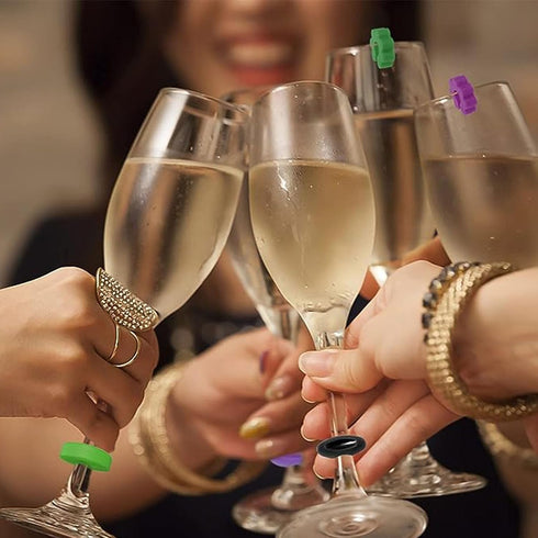Wine Glass Charms, 36PCS Reusable Silicone Drink Markers for Glass and Cups at Parties, Weddings, Anniversaries
