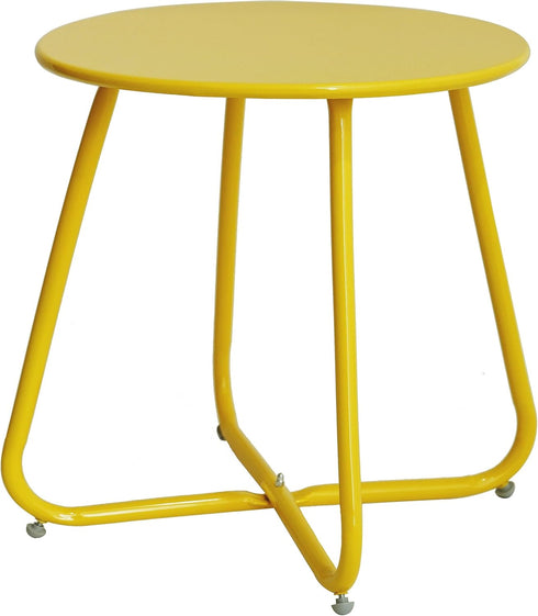Elevon E-Coated Steel Side Table Weather Resistant Outdoor 17.5 Round End Table