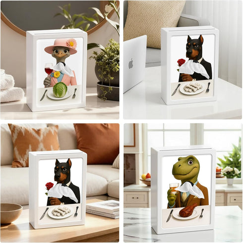 funny santa 3 Cute Animal Tissue Box Holder with Light and Inserts, Creative DIY Photo Animal Bib Tissue Box Cover