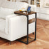 Vovonusy ET-YB-BR1 Wood Pedestal Small Sofa Side Table for Couch, Tall Nightstand, C Shaped End Table, TV Trays