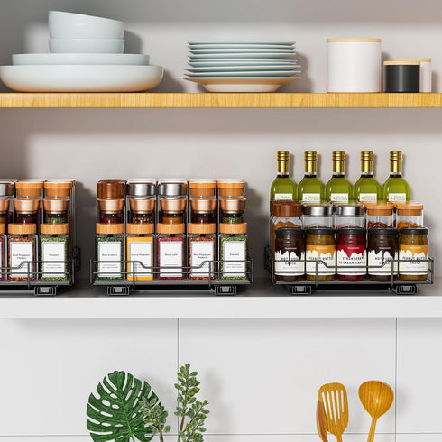 RCHYFEED Pull Out Spice Rack Organizer - Heavy Duty Slide Out Spice Organization for Kitchen and Pantry Cabinets
