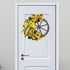 Sunflower Wagon Wheel Wreath for Front Door, Wooden Decor with Sunflower and Bow, 17.7in Spring Wreath
