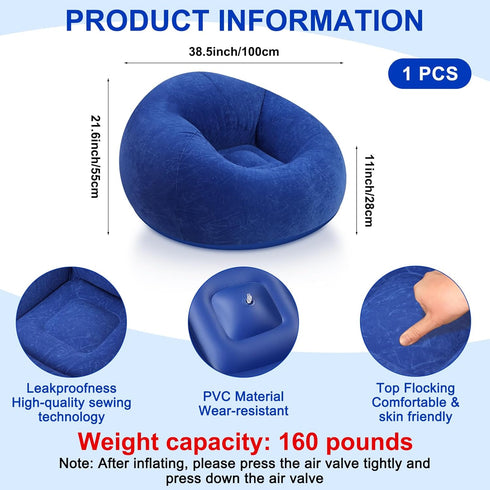 Realspring Inflatable Bean Bag Chairs for Adult Blow up Chairs Lazy Sofa Folding Portable Inflatable Chair for Movie