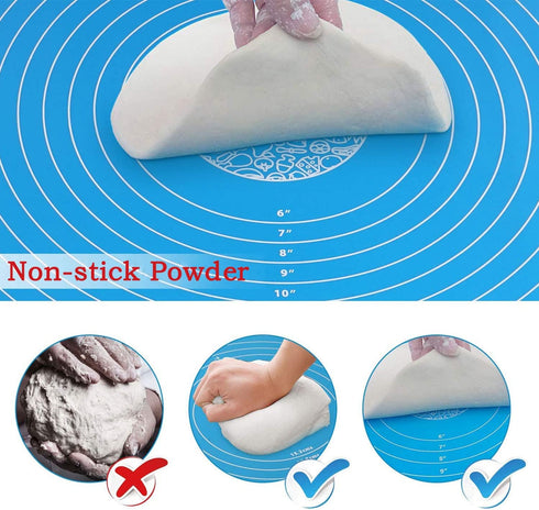Silicone Baking Mat for Pastry Rolling Dough, 19.7" x 15.7", BPA Free Non-Stick Blue Baking Supplies