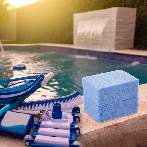 Yinder 4 Pcs Pumice Stone for Cleaning Pool Tile, 3.94 x 2.76 x 1.57 Inch for Spa Tile Cleaning (Blue)
