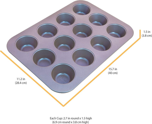 Chicago Metallic Aurora Nonstick Pan, 12 Cup Muffin, Iridescent