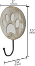 Vintage Style Dog Paw Wall Mounted Hooks, Rustic Farmhouse Leash Holder for Dog Leash on Wall