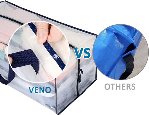 VENO 4 Pack Moving Bags with Backpack Straps, Clear Storage Bags for Packing Supplies and Dorm Room Essentials
