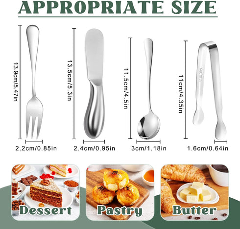 Cheese Butter Spreader Knives Set 16 Pieces Stainless Steel Multipurpose Butter Knives Cheese Slicer Mini Serving Tongs Forks and Spoons for Butter Spreader by Mlurcu