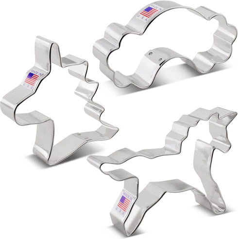 Unicorn Cookie Cutters, 3-Pc. Set Made in USA by Ann Clark, Unicorns and Rainbow