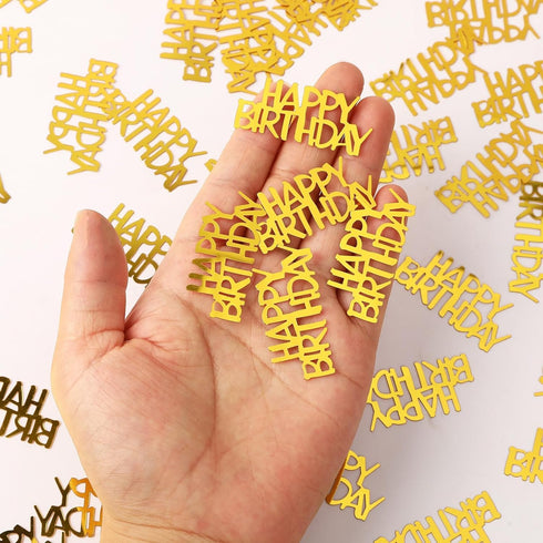 MARFOREVER Gold Happy Birthday Confetti Glitter, Birthday Party Metallic Foil Table Confetti Golden Birthday Cake