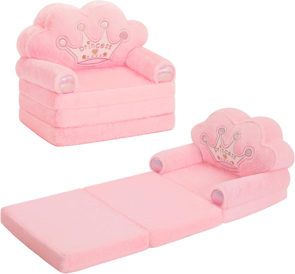 MOONBEEKI Toddler Chair ComfyFoldable Princess Couch for Girl, Toddler Recliners for Kids