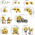 decalmile Sunflower Double Sided Window Clings, Gnomes Summer Flowers Window Stickers for Glass Doors