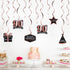 LINGTEER Happy 90th Birthday Decorations, 12 Pcs Black & Rose Gold Foil Swirls Streamer Set for Bday Party Gift