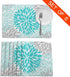 Turquoise Blue and Gray Placemats, Set of 6 Washable Table Place Mats for Kitchen Dining, 12 X 18 Inch