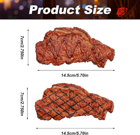 Vkinman 4Pcs Artificial Lifelike Steak Fake Cooked Roast Beef Simulated Food Steak Meat Model for Kitchen Home Market