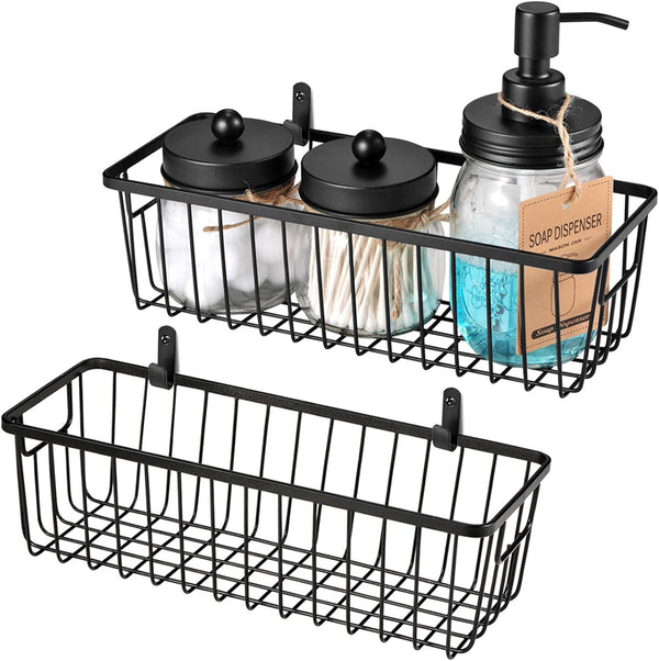 SheeChung Farmhouse Decor Metal Wire Bathroom Storage Organizer Basket Bins - for Cabinets, Shelves, Closets, Vanity