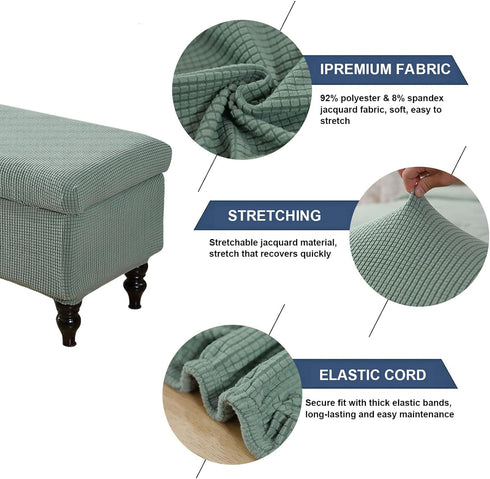 FUANGUI Ottoman Cover Stretch Storage Ottoman Bench Slipcover Jacquard Folding Storage Bench Ottoman Cover Footrest