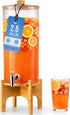 GRAXON Drink Dispenser with Bamboo Stand & Spigot (2.5 Gallon) Large Plastic Beverage