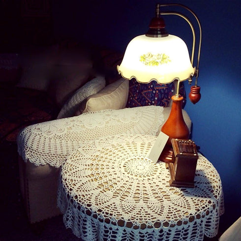 40 inch KEPSWET Cotton Round Sunflower Beige Handmade Crochet Lace Tablecloth Doily