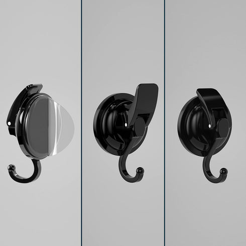 Heavy Duty Vacuum Suction Cup Hooks, Matte Black Plated Super Suction for Kitchen Bathroom, 1 Pack
