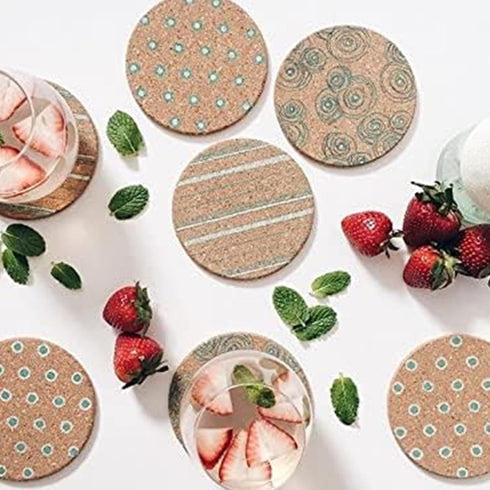Tebery 20 Pack Round 3.9" Absorbent Cork Coasters for Drinks, Office, Home, 1/5" Thick